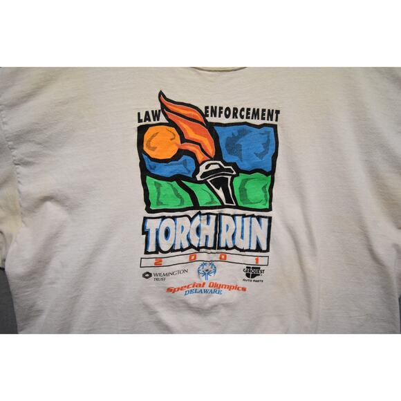Vintage 2001 Special Olympics Delaware Law Enforcement Torch Run T-Shirt Hanes B - Picture 2 of 11